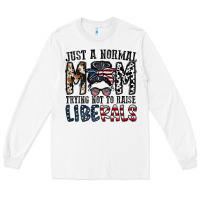 White just a regular mom trying not to raise liberals Long Sleeve Tee - CowhideDigitalArt