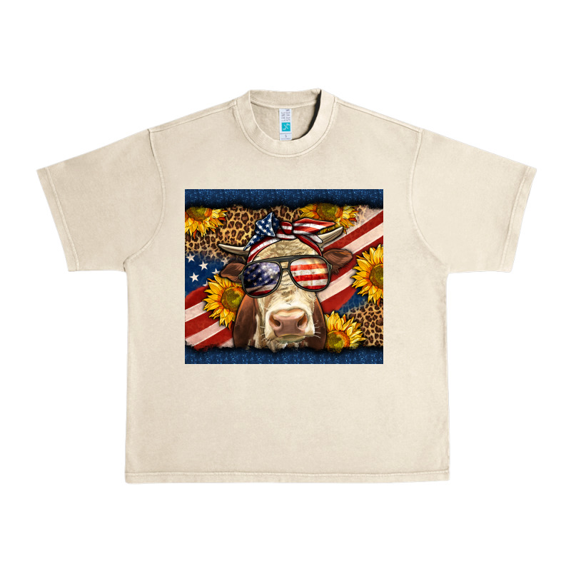 Western 4th Of July Cow Urban Heavy Tee by LillyAllenDesigns | Teevron