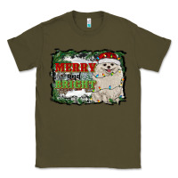 Army Green merry and bright pomeranian Classic Tee - RanaPortraitStore
