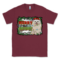 Burgundy merry and bright pomeranian Classic Tee - RanaPortraitStore