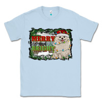 Dusty Blue merry and bright pomeranian Classic Tee - RanaPortraitStore