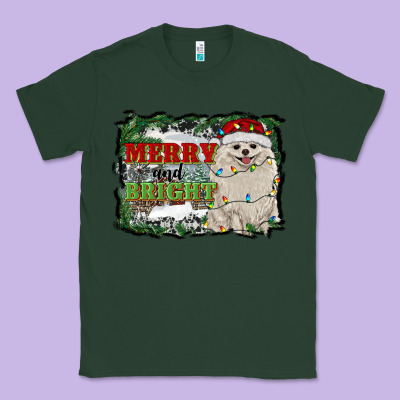 Merry And Bright Pomeranian Classic Tee Designed By Ranaportraitstore
