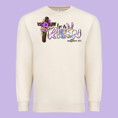 Easter He Is Risen Matthew 28 6 Premium Sweatshirt Designed By Jasminsmagicworld