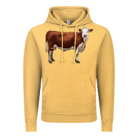 Vintage Mustard hereford cow Vintage Hoodie - LillyAllenDesigns