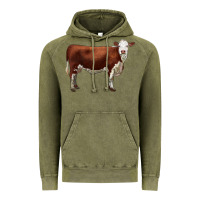 Vintage Olive hereford cow Vintage Hoodie - LillyAllenDesigns