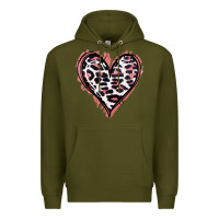 Army Green Leopard Glitter Heart Premium Hoodie - Jasminsmagicworld