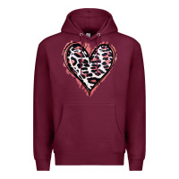 Burgundy Leopard Glitter Heart Premium Hoodie - Jasminsmagicworld