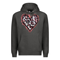 Charcoal Heather Leopard Glitter Heart Premium Hoodie - Jasminsmagicworld