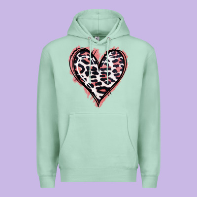 Leopard Glitter Heart Premium Hoodie Designed By Jasminsmagicworld