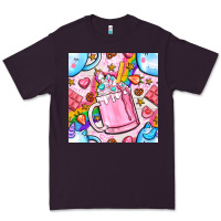 Plum unicorn coffe cup and star with rainbow seamless pattern bbs Premium Tee - BundleAndBundleShop