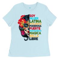 Baby Blue sugar skull women hispanic heritage month Ladies Tee - BundleAndBundleShop