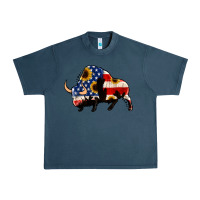 Midnight Navy american flag bison Urban Heavy Tee - Jasminsmagicworld