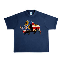 Navy american flag bison Urban Heavy Tee - Jasminsmagicworld