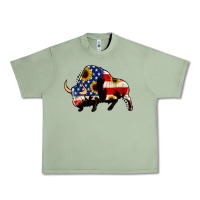 Oil Green american flag bison Urban Heavy Tee - Jasminsmagicworld