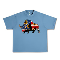Pebble Blue american flag bison Urban Heavy Tee - Jasminsmagicworld