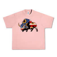 Salmon american flag bison Urban Heavy Tee - Jasminsmagicworld