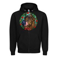Black Longhorn Cow Christmas Zipper Hoodie - RanaPortraitStore