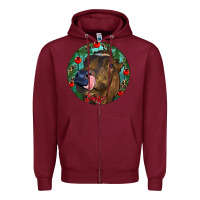 Burgundy Longhorn Cow Christmas Zipper Hoodie - RanaPortraitStore