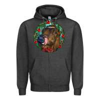 Charcoal Heather Longhorn Cow Christmas Zipper Hoodie - RanaPortraitStore