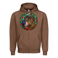 Chestnut Longhorn Cow Christmas Zipper Hoodie - RanaPortraitStore