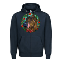 Navy Longhorn Cow Christmas Zipper Hoodie - RanaPortraitStore