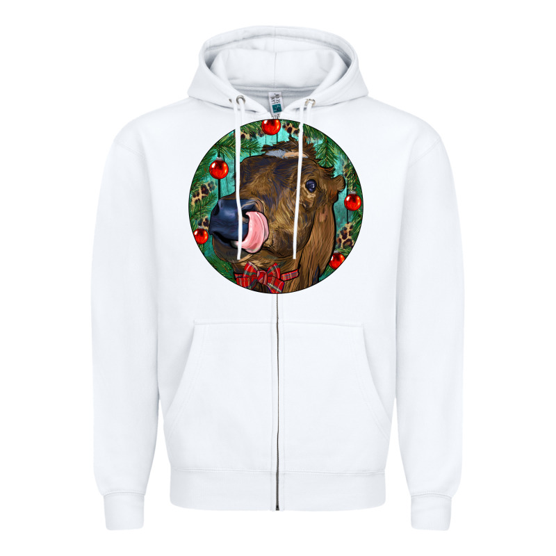 Longhorn Cow Christmas Zipper Hoodie by RanaPortraitStore | Teevron