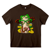 Chocolate Brown St. Patrick's Day cow Heavy Core Tee - OliviaCreatesArt