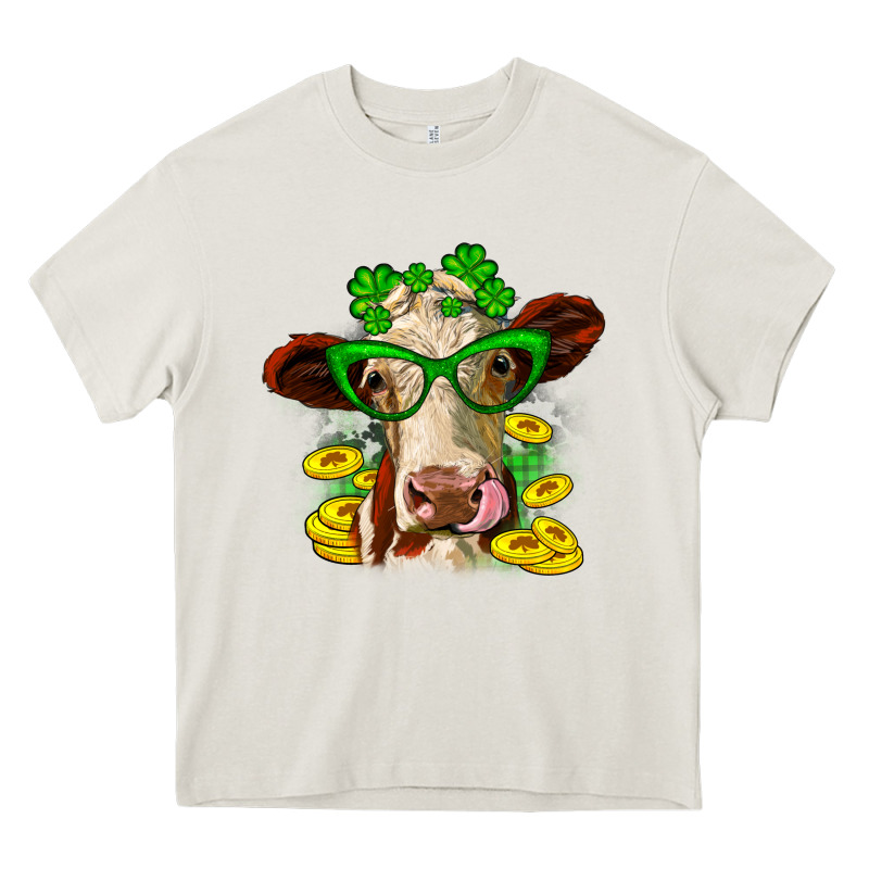 St. Patrick's Day Cow Heavy Core Tee by OliviaCreatesArt | Teevron