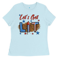 Baby Blue let's get lit 1 Ladies Tee - BundleAndBundleShop