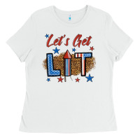 White let's get lit 1 Ladies Tee - BundleAndBundleShop