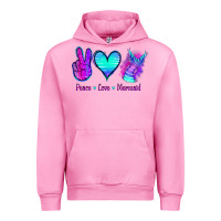 Fuchsia Pink Peace Love Mermaid Urban Hoodie - Jasminsmagicworld