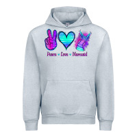 Heather Grey Peace Love Mermaid Urban Hoodie - Jasminsmagicworld