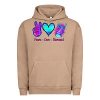 Pigment Burro Peace Love Mermaid Urban Hoodie - Jasminsmagicworld