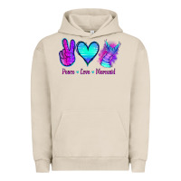 Pigment French Oak Peace Love Mermaid Urban Hoodie - Jasminsmagicworld