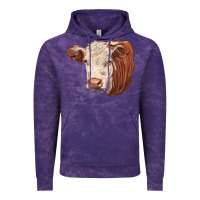 Cloud Purple hereford cow face Vintage Hoodie - LillyAllenDesigns