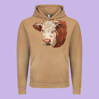 Hereford Cow Face Vintage Hoodie Designed By Lillyallendesigns