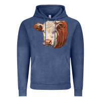 Vintage Denim hereford cow face Vintage Hoodie - LillyAllenDesigns