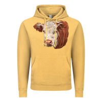 Vintage Mustard hereford cow face Vintage Hoodie - LillyAllenDesigns