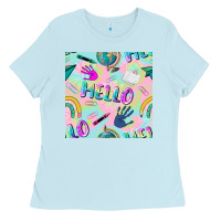 Baby Blue hello kindergarten seamless pattern Ladies Tee - BundleAndBundleShop