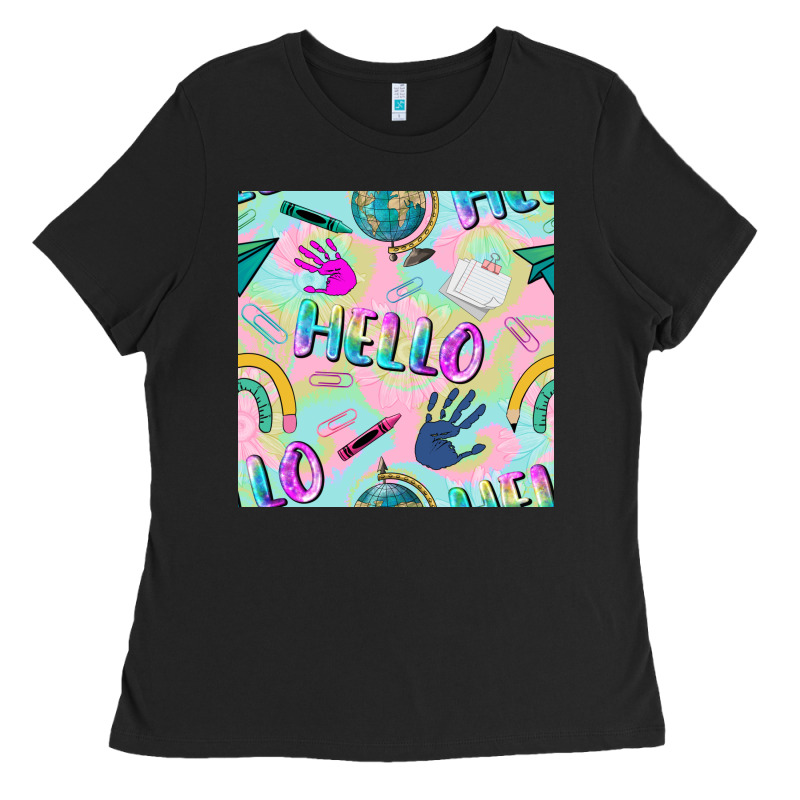 Hello Kindergarten Seamless Pattern Ladies Tee by BundleAndBundleShop | Teevron