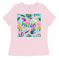 Bubblegum Pink hello kindergarten seamless pattern Ladies Tee - BundleAndBundleShop