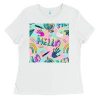 White hello kindergarten seamless pattern Ladies Tee - BundleAndBundleShop