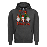 Charcoal Heather Merry Christmas Gnomes Zipper Hoodie - RanaPortraitStore