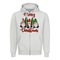 Dove Grey Merry Christmas Gnomes Zipper Hoodie - RanaPortraitStore