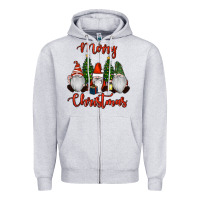 Heather Grey Merry Christmas Gnomes Zipper Hoodie - RanaPortraitStore