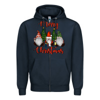 Navy Merry Christmas Gnomes Zipper Hoodie - RanaPortraitStore