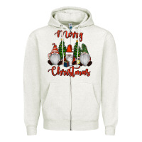 Oatmeal Heather Merry Christmas Gnomes Zipper Hoodie - RanaPortraitStore
