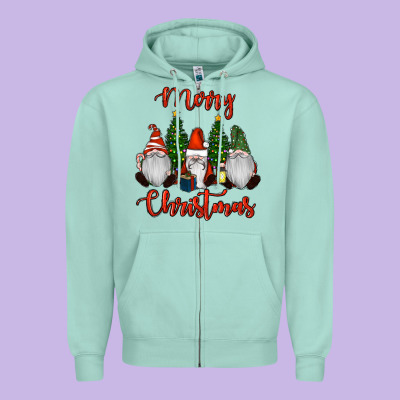 Merry Christmas Gnomes Zipper Hoodie Designed By Ranaportraitstore