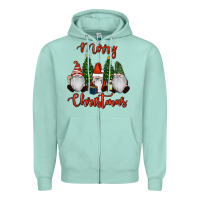 Seafoam Merry Christmas Gnomes Zipper Hoodie - RanaPortraitStore