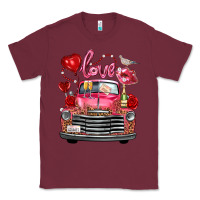Burgundy Western Valentines Day Truck Love Bird Letter Classic Tee - FaDigitalArtStudio